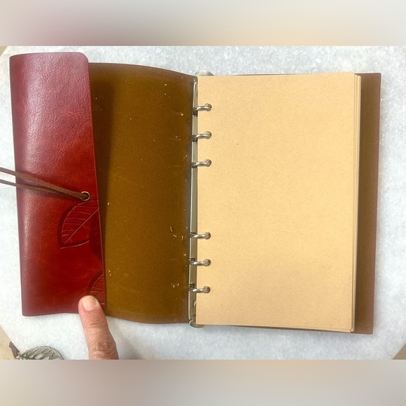 Vintage style leaf pattern notebook journal diary. Reddish Brown. New - Picture 6 of 9